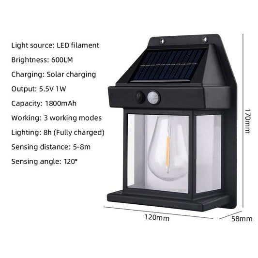 LED Solar wall Lamp with motion sensor - Rechargeable waterproof